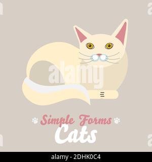 Flat cat isolated vector. Cartoon illustration domestic yellow cat logo icon Stock Vector