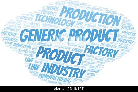 Generic Product word cloud create with the text only. Stock Vector