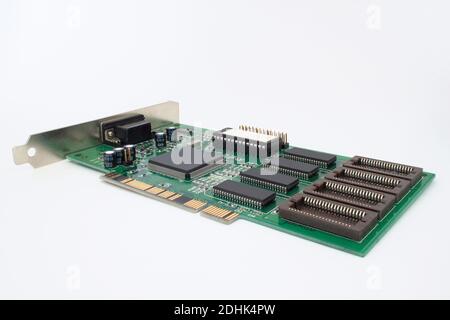 Graphics cards for a personal computer. Isolated on white background. Retro technology. Stock Photo