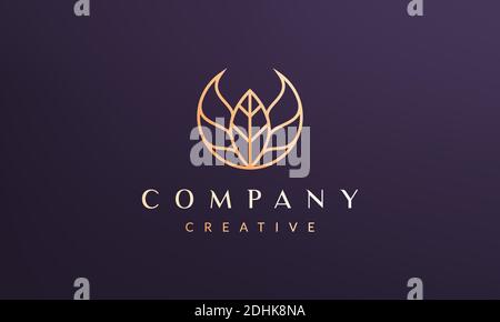 Abstract leaf circle logo concept with modern and luxury style Stock Vector