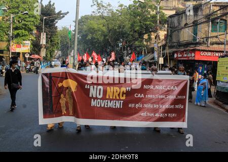 Kolkata, India. 11th Dec, 2020. Anti CAA-NRC-NPR movement resumes in Kolkata on Friday. The Citizenship Amendment Act (CAA) was enacted by the Government of India. (Photo by Snehasish Bodhak/Pacific Press) Credit: Pacific Press Media Production Corp./Alamy Live News Stock Photo