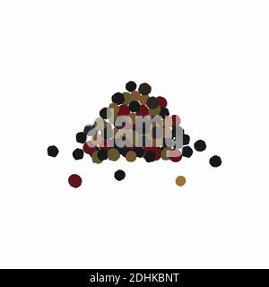 Heap spices. Pepper mixture. Black, red and white pepper Stock Vector