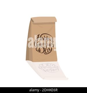 Gift paper crafting package. Valentines Day. Calligraphic inscription. Stock Vector