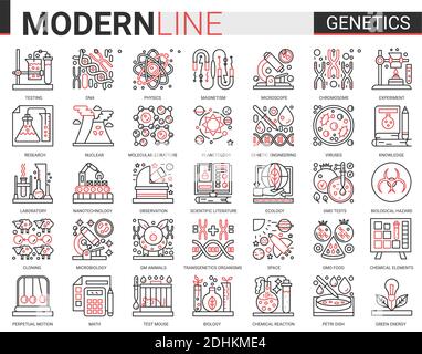 Biochemistry genetics engineering modification, human DNA, reproduction and cloning, research laboratory complex thin black outline line icons set vector illustration. Stock Vector