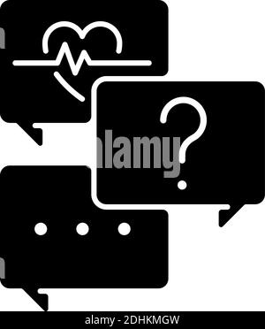 Free question to specialist black glyph icon Stock Vector