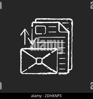 Sorting letters chalk white icon on black background Stock Vector