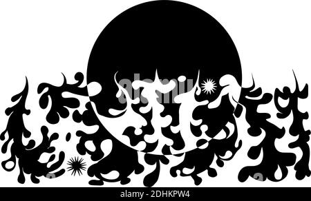 Night sky moon in the clouds hand drawing Vector Image