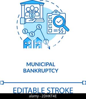 Municipal bankruptcy blue concept icon Stock Vector
