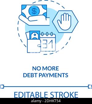 No more debt payment blue concept icon Stock Vector