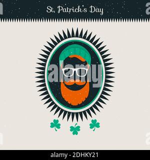 Bearded face vector illustration. Christmas Santa design stock illustration. USA, Christmas, Heart Shape, Logo, Mustache Stock Vector