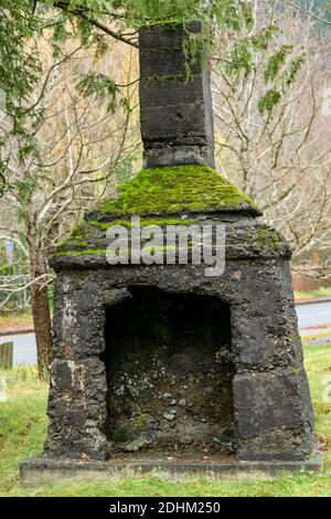 Chimney relic, Bracken Arms Hotel, Brackendale, Squamish, British Columbia, Canada Stock Photo