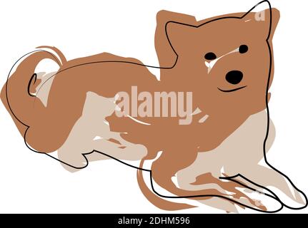 Shiba inu, The buddy dog. Line dog with paint spots isolated on white. Vector EPS 10 Stock Vector