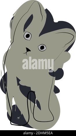 Abstract curious line cat with paint spots. Isolated on white background. Vector EPS 10 Stock Vector