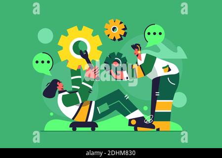 Concept of guy and girl doing setting Stock Vector