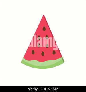 Watermelon fruit on White Background. Flat Design. Stock Vector