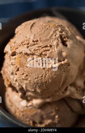 Homemade Chocolate Peanut Butter Ice Cream in a Bowl Stock Photo