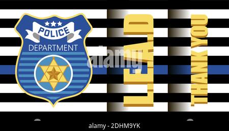 Law Enforcement Appreciation Day is celebrated in USA on January 9th each year. Police department badge, sheriff shield is shown. Flat vector with for Stock Vector