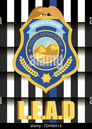 Law Enforcement Appreciation Day is celebrated in USA on January 9th each year. Police department badge, sheriff shield is shown. Flat vector with for Stock Vector