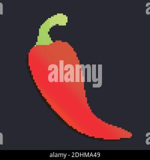 Spicy Red Chili Pepper on Black Background.  Stock Vector