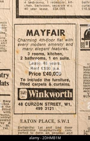 The property section of a 1976 edition of The Times newspaper UK Stock Photo