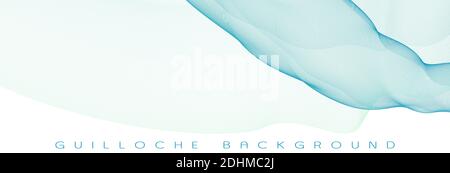 Abstract guilloche background with pelorous blue thin wavy lines. Subtle vector graphic pattern Stock Vector