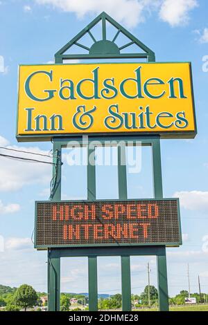 Alabama Gadsden Inn & Suites hotel sign high speed Internet, Stock Photo