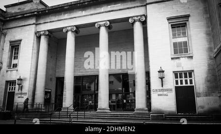 Gloucestershire Shire Hall in Gloucester England in black and white Stock Photo