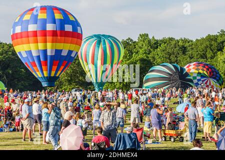 Alabama Decatur Alabama Jubilee Hot Air Balloon Classic,Point Mallard Park balloons annual taking off, Stock Photo