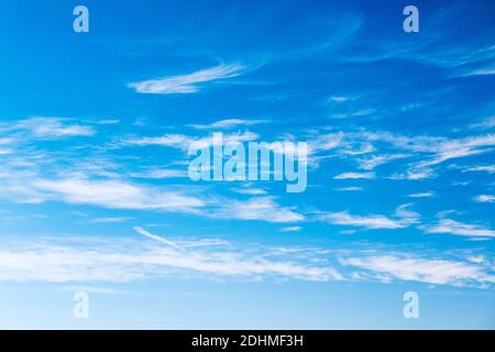 Wispy clouds against an azure blue Colorado sky Stock Photo