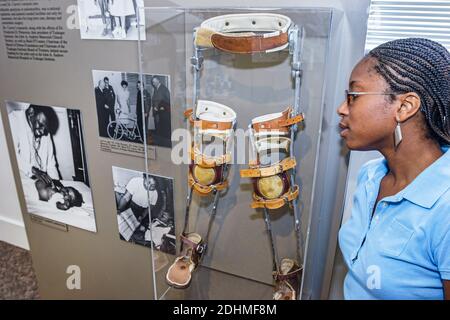 Alabama Tuskegee Institute National Historic Site,George Washington Carver Museum exhibit exhibition collection,Black teen teenage teenager student gi Stock Photo