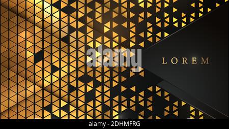 Vector Abstract golden triangle pattern background. Shiny gold mosaic Stock Vector