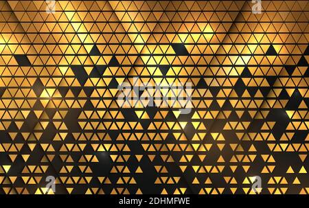 Vector Abstract golden triangle pattern background. Shiny gold mosaic Stock Vector