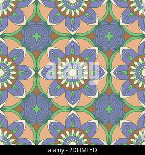 Mandala seamless pattern vector. A symmetrical purple flower ornament. Ethnic draw Stock Vector