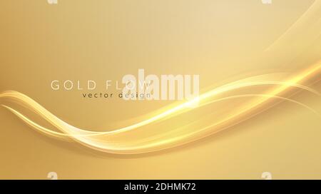 Abstract shiny color gold wave design element Stock Vector