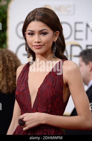 Zendaya attending the 73rd Annual Golden Globe Awards held at the Beverly  Hilton Hotel in Los Angeles, CA, USA, January 10, 2016. She wears a dress  of Marchesa. Photo by Lionel Hahn/ABACAPRESS.COM