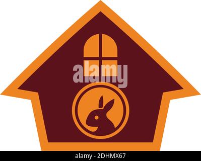 rabbit house home flat icon flat logo vector design concept Stock Vector