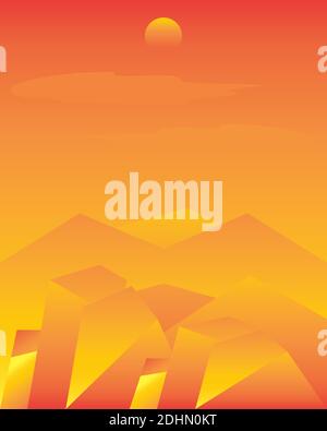 landscape sunset deset gradient nature background vector illustration Stock Vector