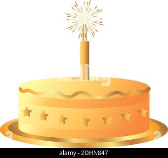 gold birthday cake clipart