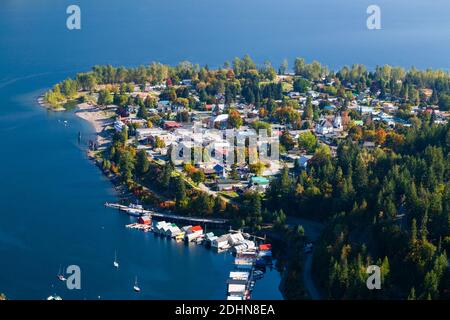 Kaslo is a village in the West Kootenay region of British Columbia, Canada, located on the west shore of Kootenay Lake. View from the Kaslo viewpoint Stock Photo