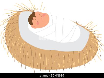 nativity baby jesus in the crib icon design on white background vector illustration Stock Vector