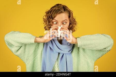 Influenza Infection Sinusitis Treatment Sinusitis Diagnostics Inflammation Of Nasal Sinus Runny Nose Cold Flu Symptoms Sick Woman Blowing Nose Chronic Sinusitis Contagious Respiratory Disease Stock Photo Alamy