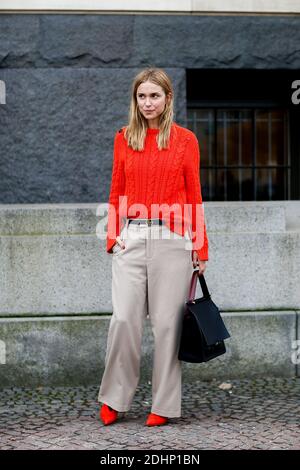 Street style Pernille Teisbaek arriving at By Malene Birger Fall