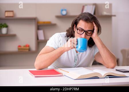 Young student preparing for exams at home Stock Photo