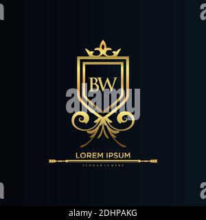 Letter Initial with Royal Template.elegant with crown logo vector, Creative Lettering Logo Vector Illustration. Stock Vector