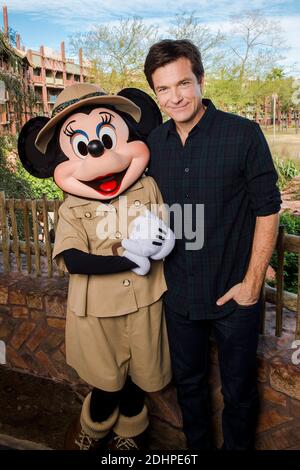 Handout photo of Actor Jason Bateman poses with Minnie Mouse February 21, 2016 at Disney’s Animal Kingdom Lodge at Walt Disney World Resort during a press junket for Walt Disney Animation Studios' newest film Zootopia. Bateman voices con artist fox Nick Wilde in the upcoming animated film, set for release on March 4, 2016. Photo by Chloe Rice via ABACAPRESS.COM Stock Photo