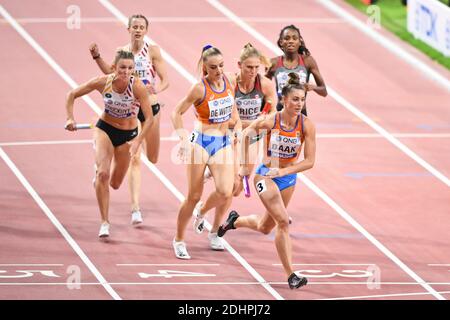 Lisanne De Witte, Bianca Baak (Netherlands). 4x400 metres relays final. IAAF World Athletics Championships, Doha 2019 Stock Photo