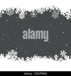 Winter gray background with snowflakes. Vector Illustration. Merry Christmas and Happy New Year greeting card design with white snow on grey backgroun Stock Vector