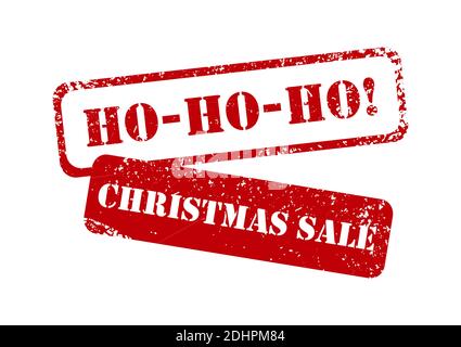 Red grunge stamp with text Merry Christmas written inside the stamp. Christmas vector stamps on white background Stock Vector