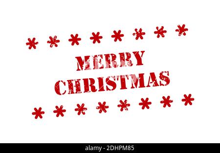 Red grunge stamp with text Merry Christmas written inside the stamp. Christmas vector stamps on white background Stock Vector