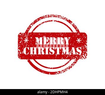 Red grunge stamp with text Merry Christmas written inside the stamp. Christmas vector stamps on white background Stock Vector